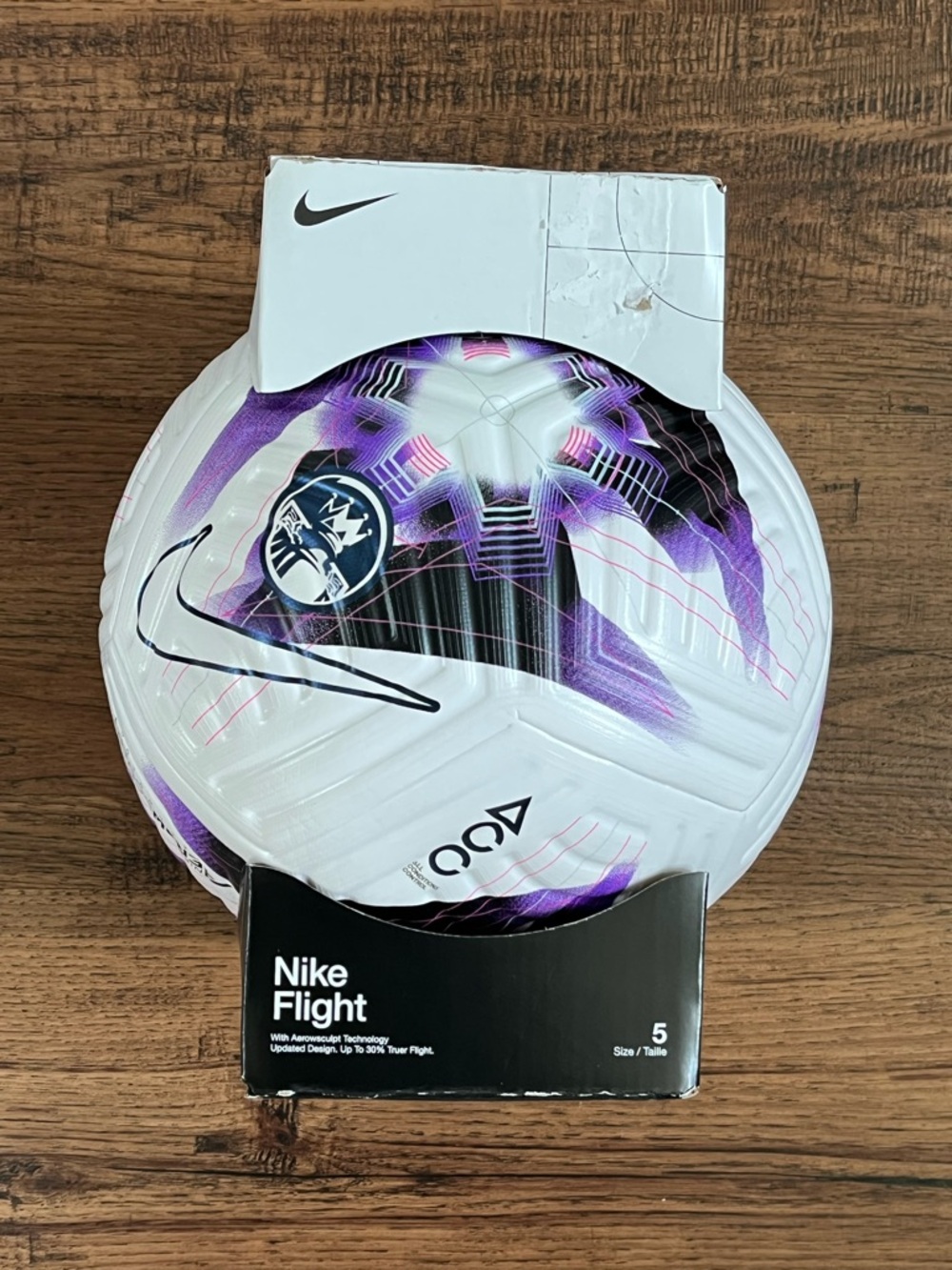 Nike Elite Premier League Official Flight Match Ball White Black Purple size 5